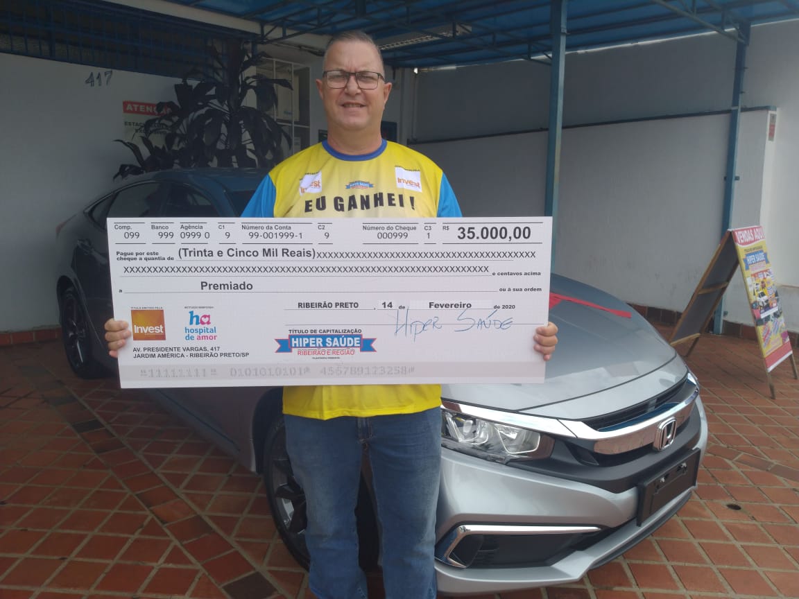 Morador de Santa Rita do Passa Quatro ganha um Honda Civic + R$ 35 mil